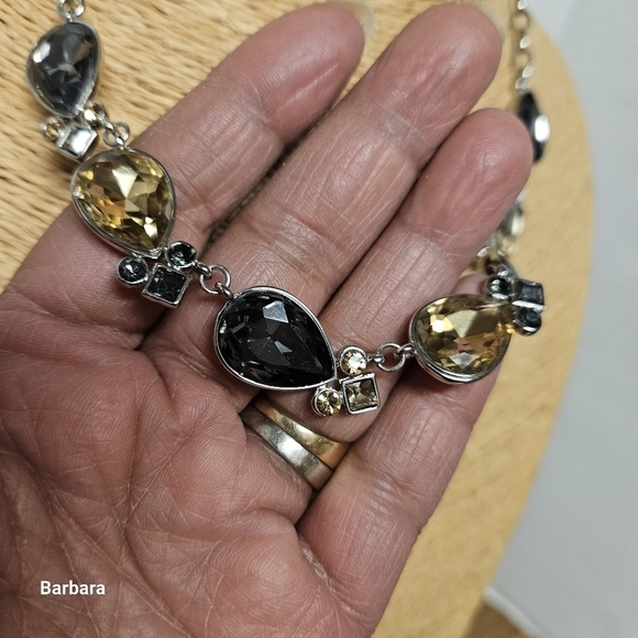 JNY (Jones New York) Silver-tone Dual-colored Rhinestone Necklace - Picture 2 of 6